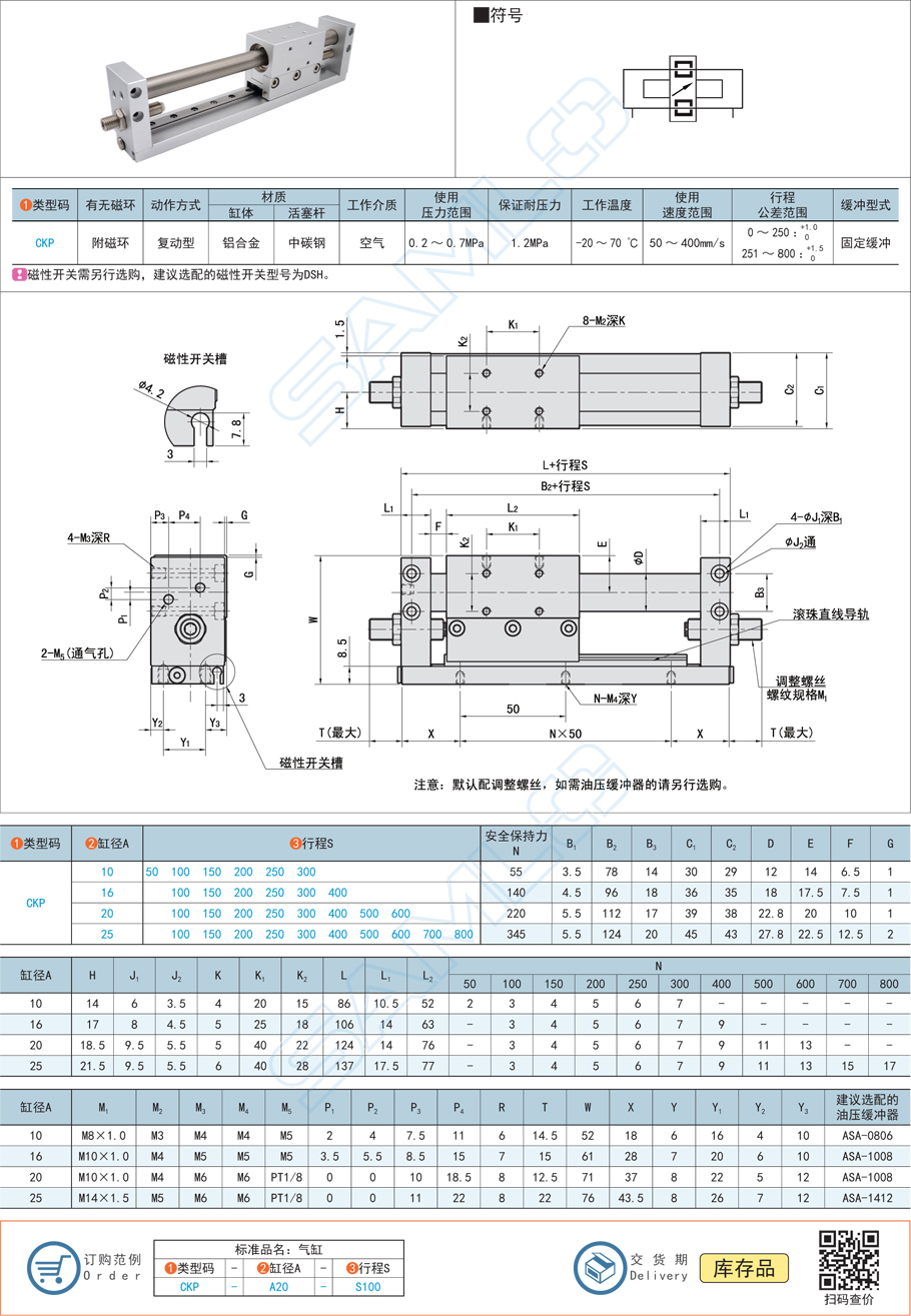 磁耦合無桿氣缸規(guī)格參數(shù)尺寸材質(zhì)